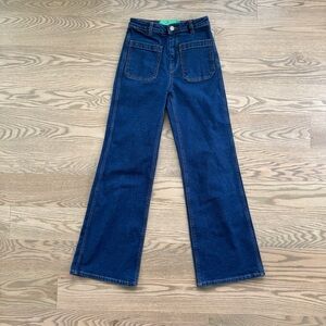 United Colors Of Benetton Blue Flare Wide Leg Jeans